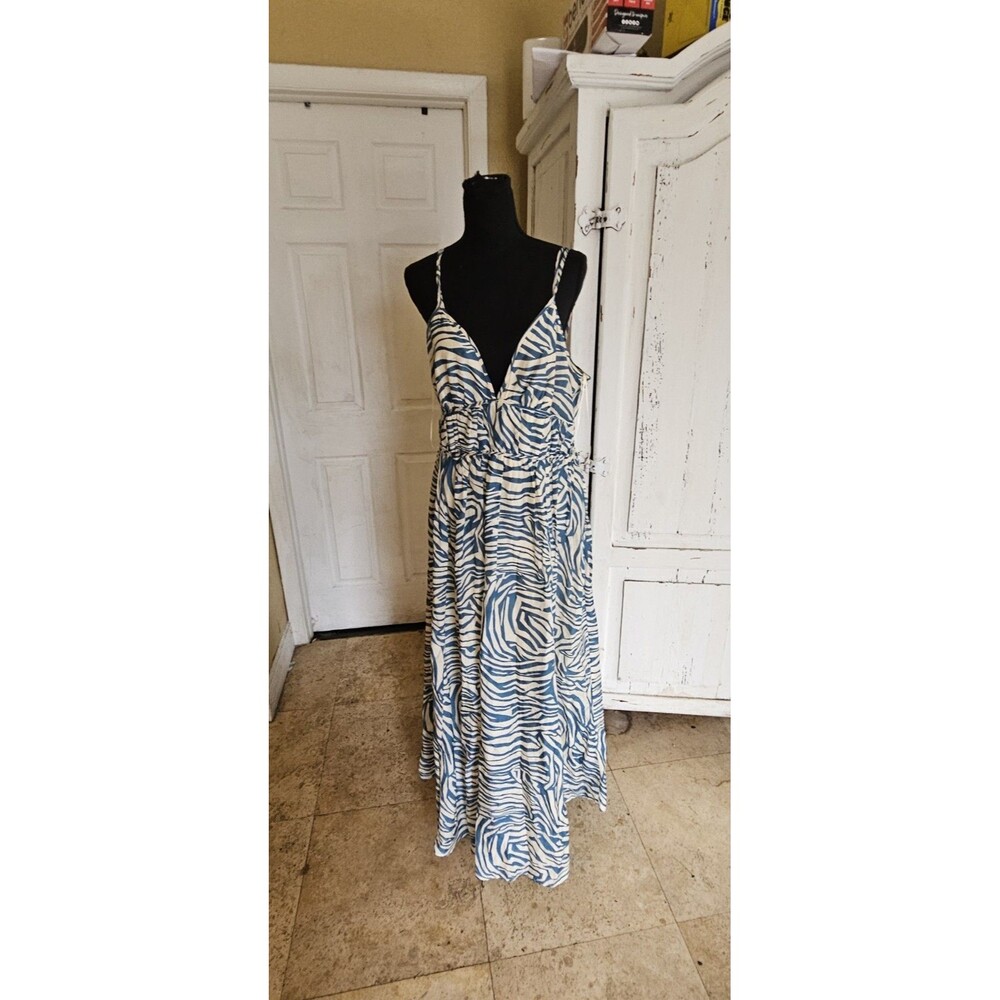 NWT  Banana Republic Rosalia Cotton-Silk Maxi Dress Blue Sz 14 Original 290